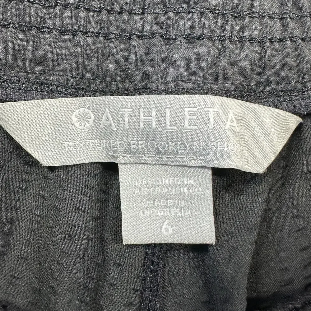 Athleta Shorts Womens 6 Black Textured Brooklyn Nylon Stretch Casual Athletic - Picture 4 of 12
